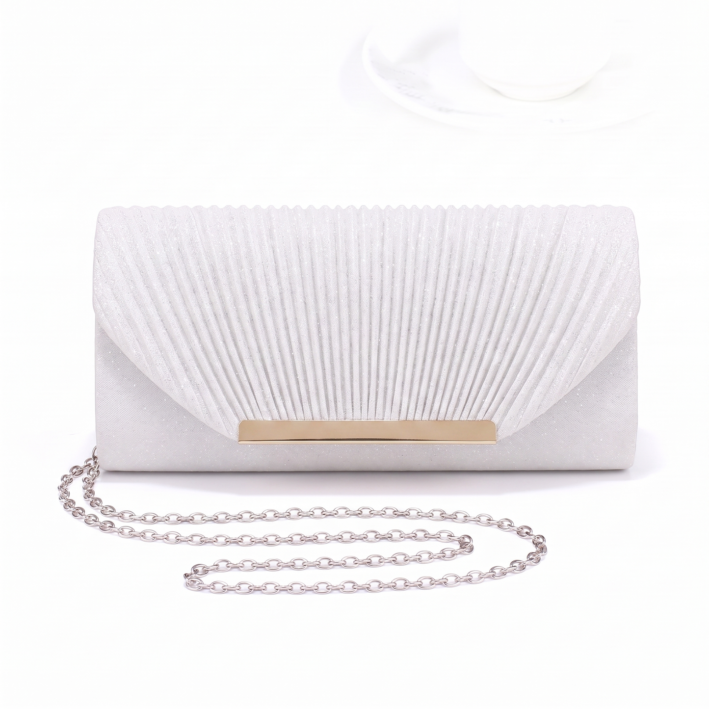Sunoire delphine black glitter clutch bag colorway white front hero 01