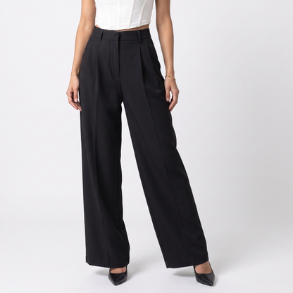 Sunoire design sense suit pants for women new arrival in spring and autumn high waist full length pants casual wide leg pants bottom front crop 01