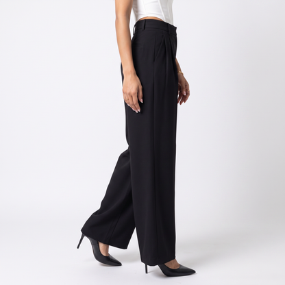 Sunoire design sense suit pants for women new arrival in spring and autumn high waist full length pants casual wide leg pants bottom side crop 01