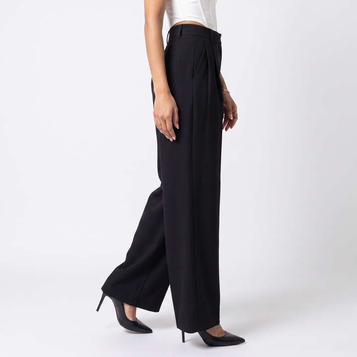Sunoire design sense suit pants for women new arrival in spring and autumn high waist full length pants casual wide leg pants bottom side crop 01