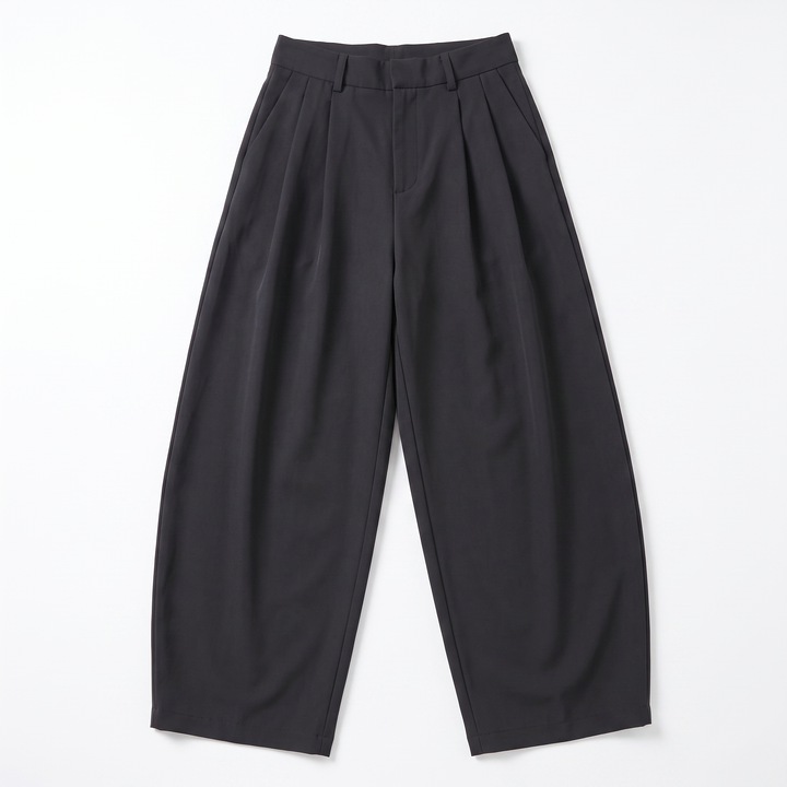 Sunoire design sense suit pants for women new arrival in spring and autumn high waist full length pants casual wide leg pants garment flatlay 01