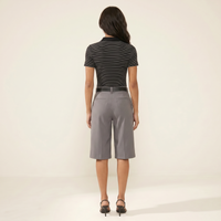 Sunoire earned it striped polo top black white back view 01