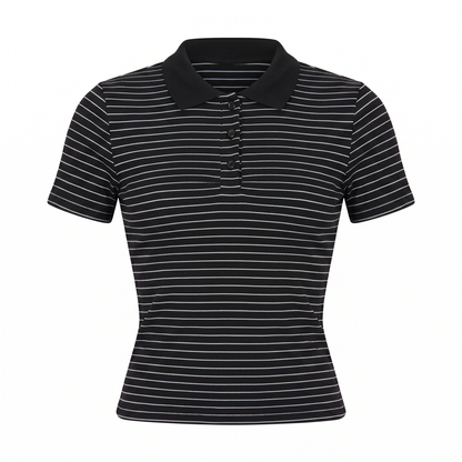 Sunoire earned it striped polo top black white mannequin black white 01