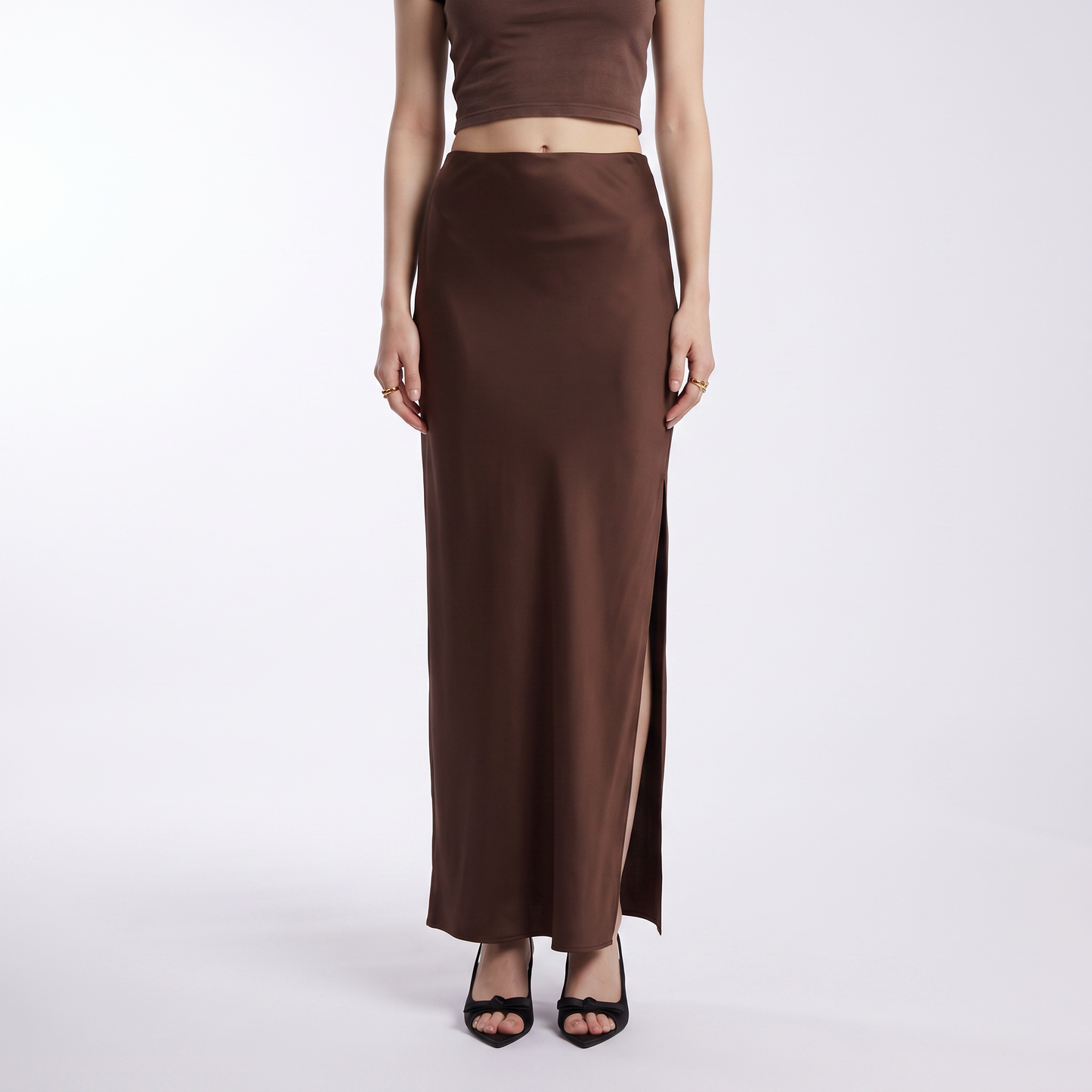 Sunoire elegante satijn zwarte trompet rokken mode slank cf63a7fb bottom front crop 01