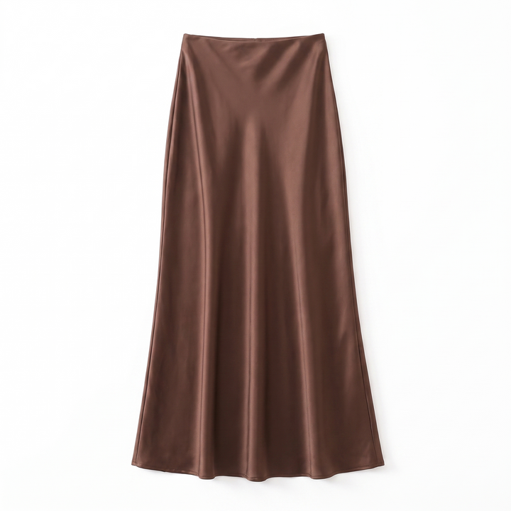 Sunoire elegante satijn zwarte trompet rokken mode slank cf63a7fb garment flatlay 01