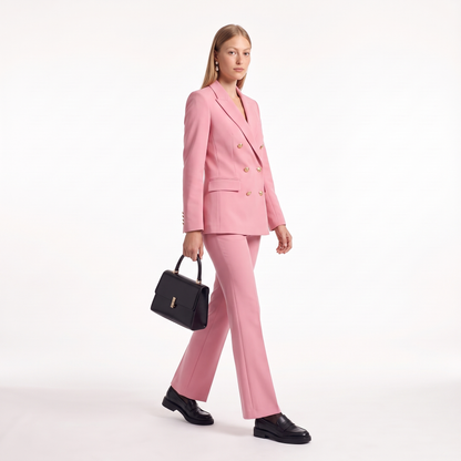 Double Breasted Blazer Pants Set, Two Piece Office Suit Set, Three-quarter