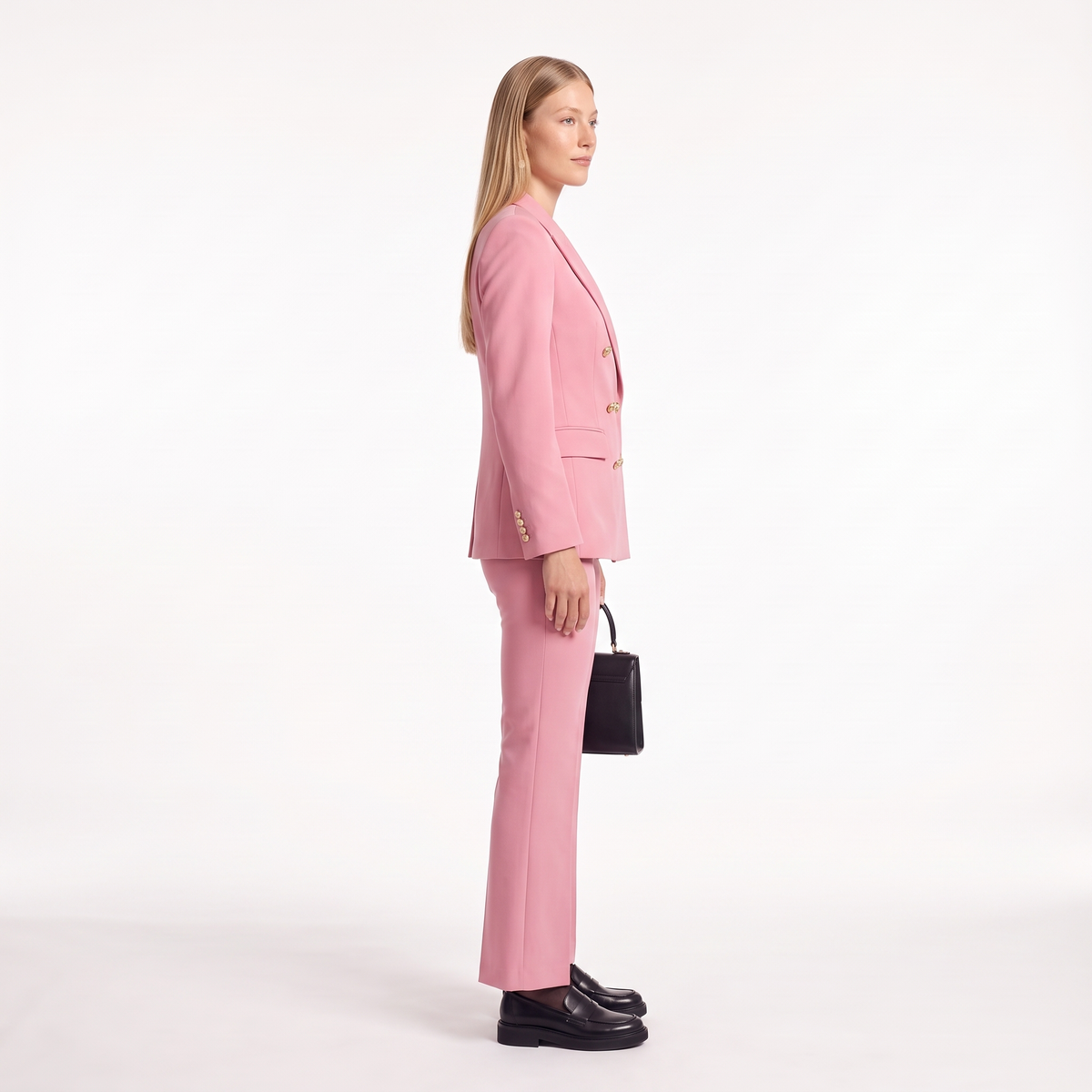 Double Breasted Blazer Pants Set, Two Piece Office Suit Set, Side