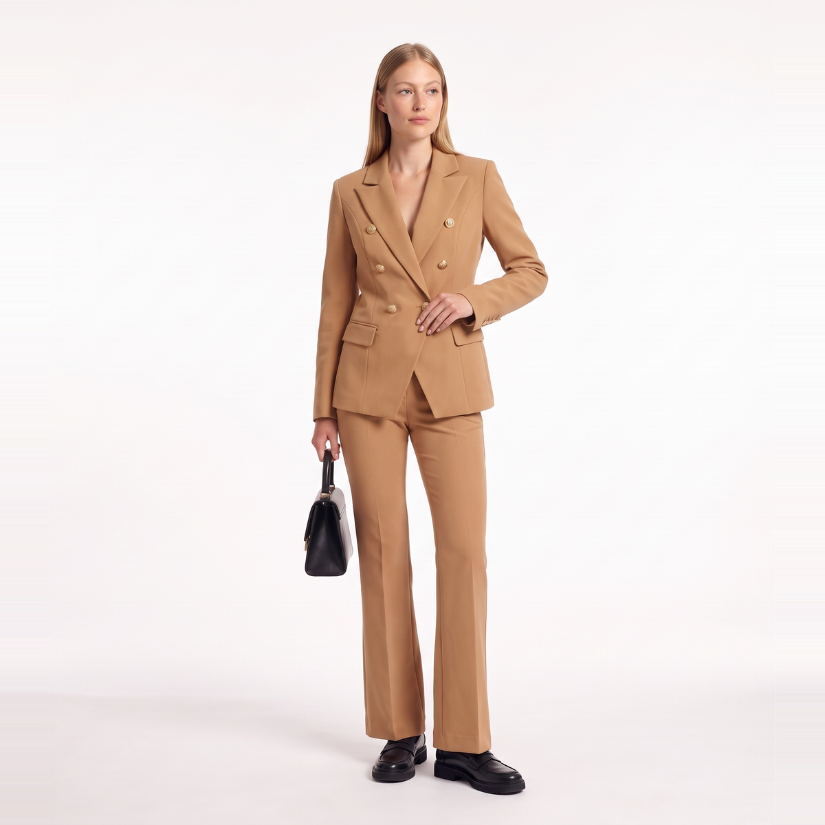 Double Breasted Blazer Pants Set, Two Piece Office Suit Set, Khaki