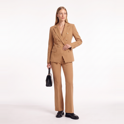 Double Breasted Blazer Pants Set, Two Piece Office Suit Set, Khaki