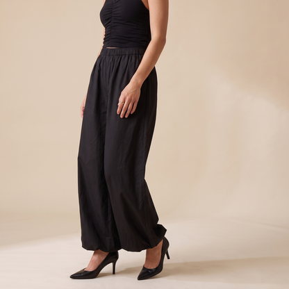 Sunoire elodie black cotton pants bottom front crop 01