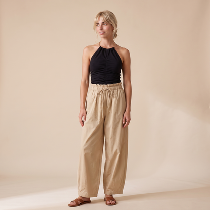Sunoire elodie black cotton pants colorway beige front hero 01