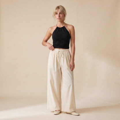 Sunoire elodie black cotton pants colorway cream front hero 01