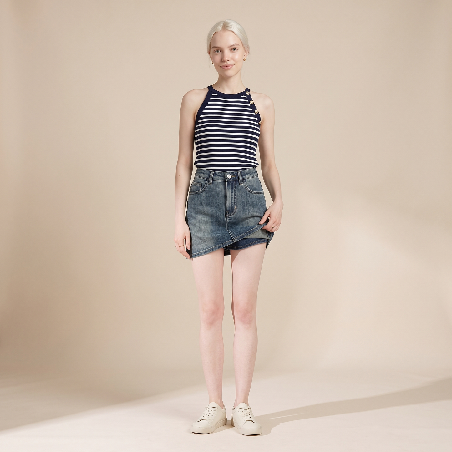 Sunoire elodie blue denim skirt front hero 01