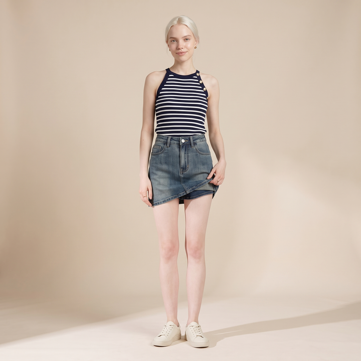 Sunoire elodie blue denim skirt front hero 01