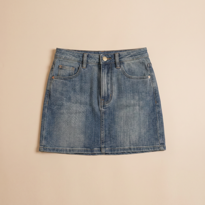 Sunoire elodie blue denim skirt garment flatlay 01
