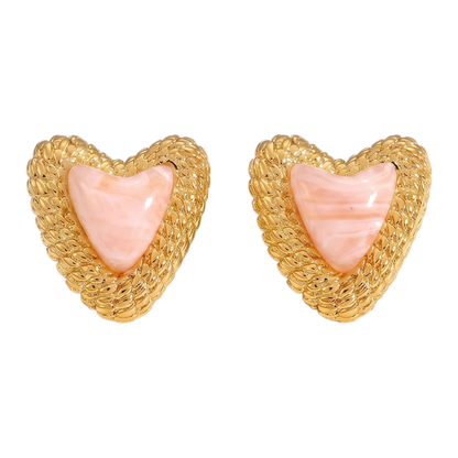 Sunoire european and american women 18k high quality gold earrings creative irregular pendant leaf earring fashion personalized jewelry 03 flatlay coral
