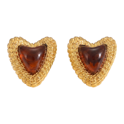 Sunoire european and american women 18k high quality gold earrings creative irregular pendant leaf earring fashion personalized jewelry 05 flatlay amber