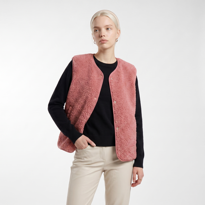 Sunoire elowen sherpa fleece comfort vest colorway pink front crop 01