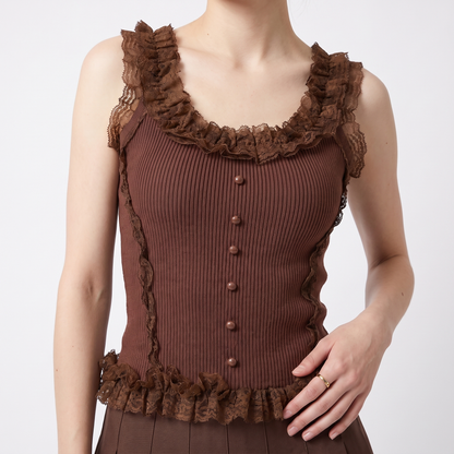 Sunoire esme black lace top colorway brown front crop 01