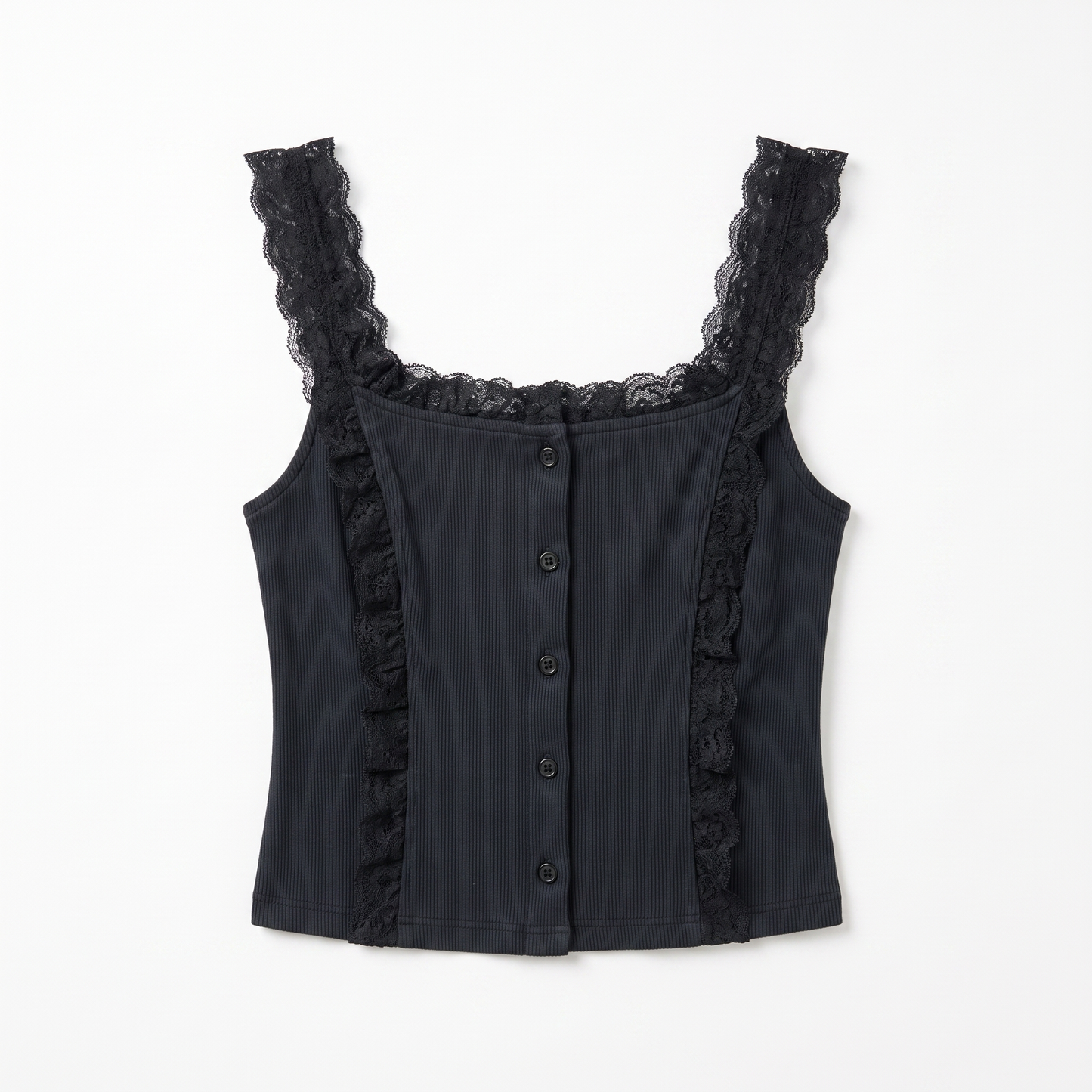 Sunoire esme black lace top garment flatlay 01