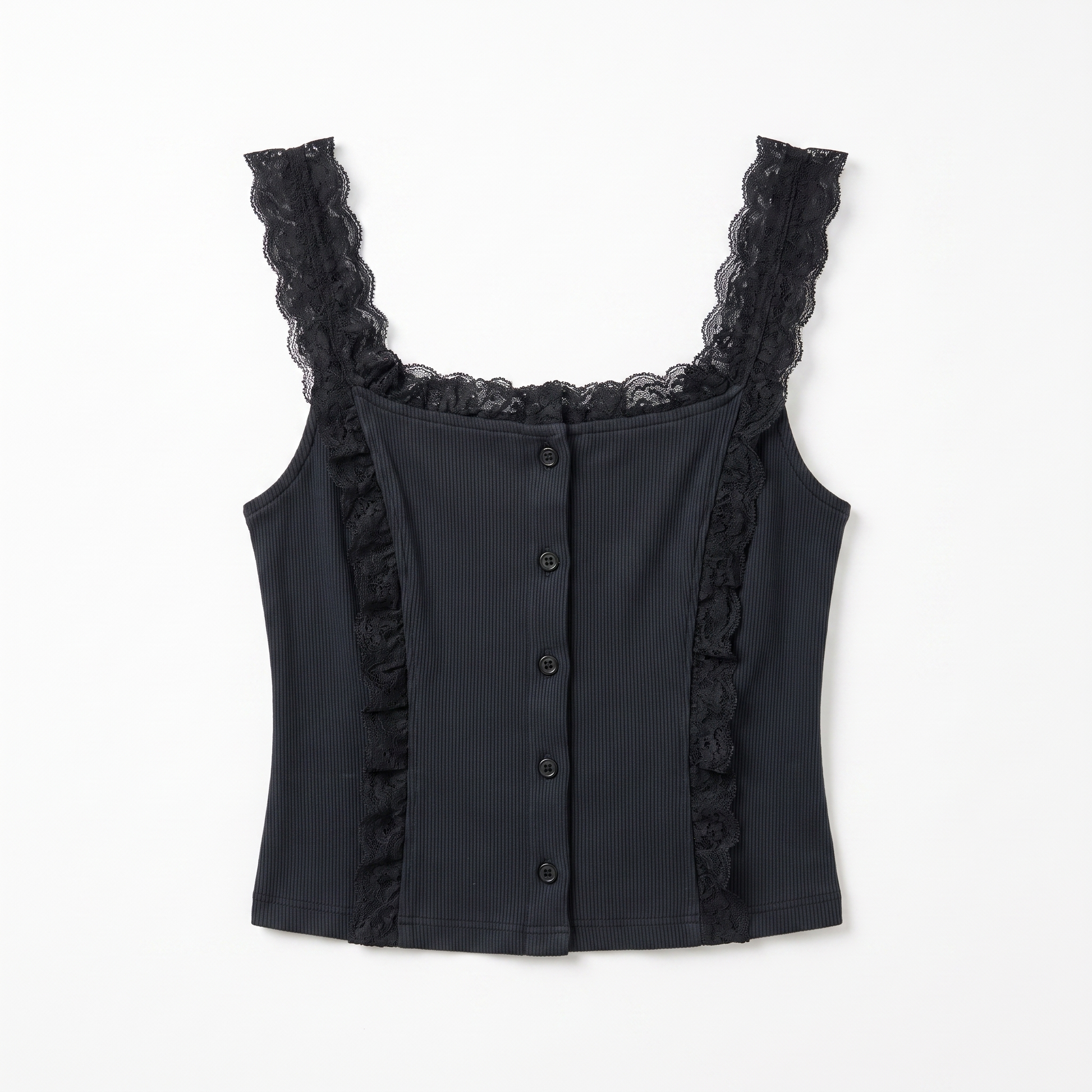 Sunoire esme black lace top garment flatlay 01