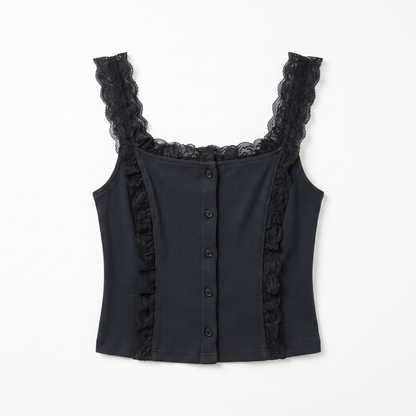 Sunoire esme black lace top garment flatlay 01