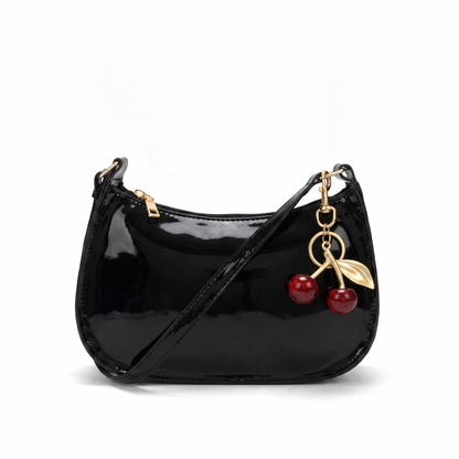 Sunoire esme black patent baguette bag 01 front