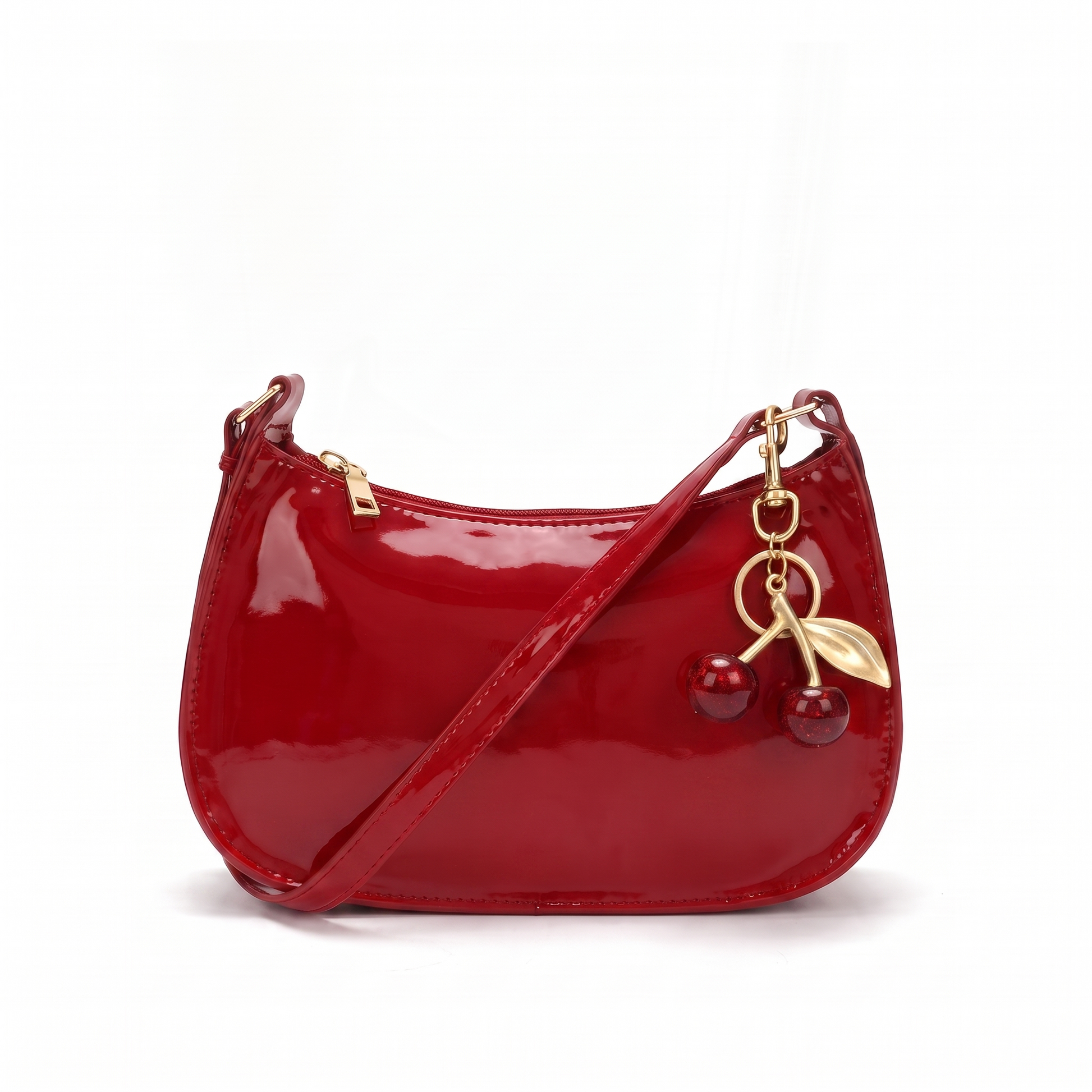 Sunoire esme black patent baguette bag colorway red front hero 01
