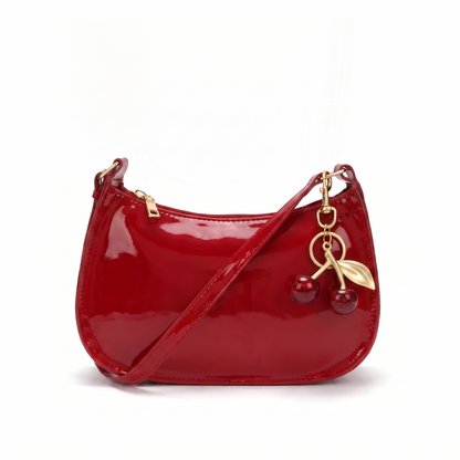 Sunoire esme black patent baguette bag colorway red front hero 01