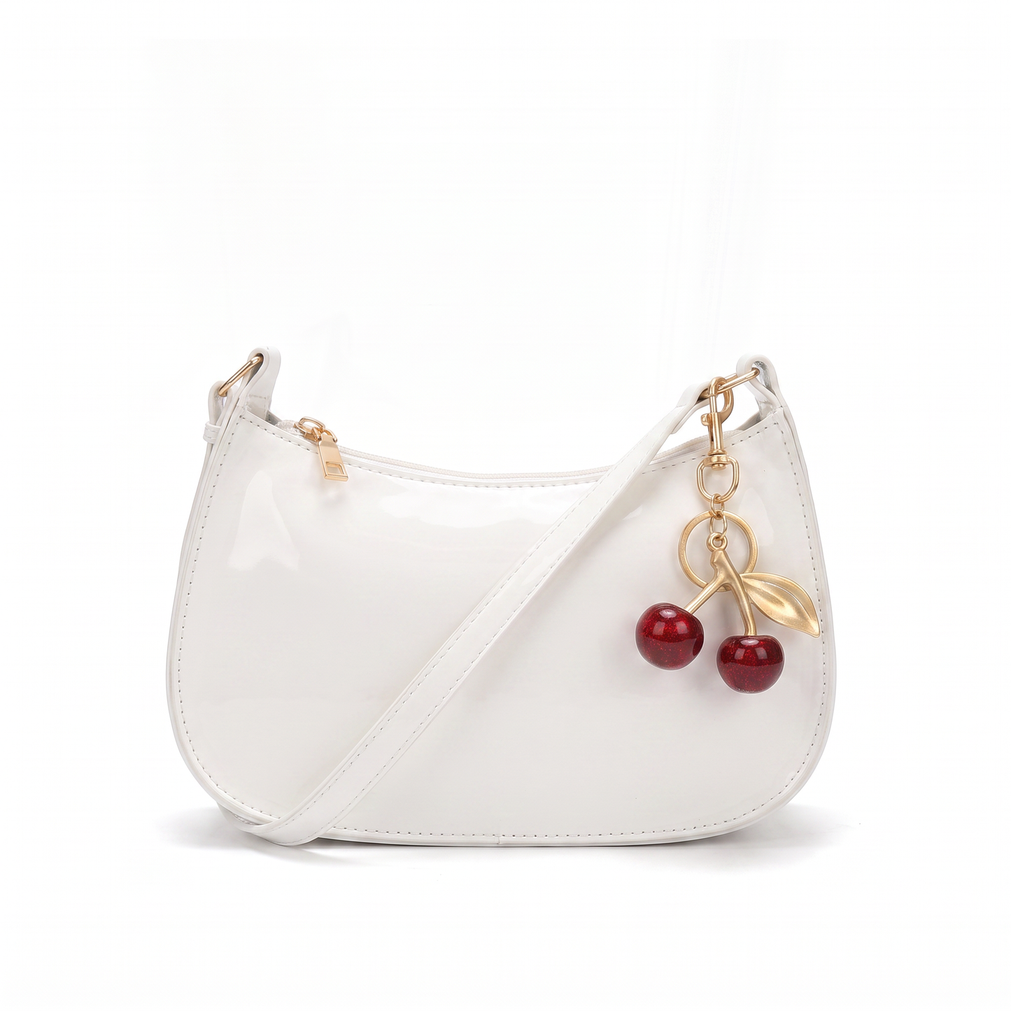 Sunoire esme black patent baguette bag colorway white front hero 01