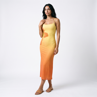 Sunoire european american style summer new women s casual spandex polyester breathable printed midi high waist dress front hero 01