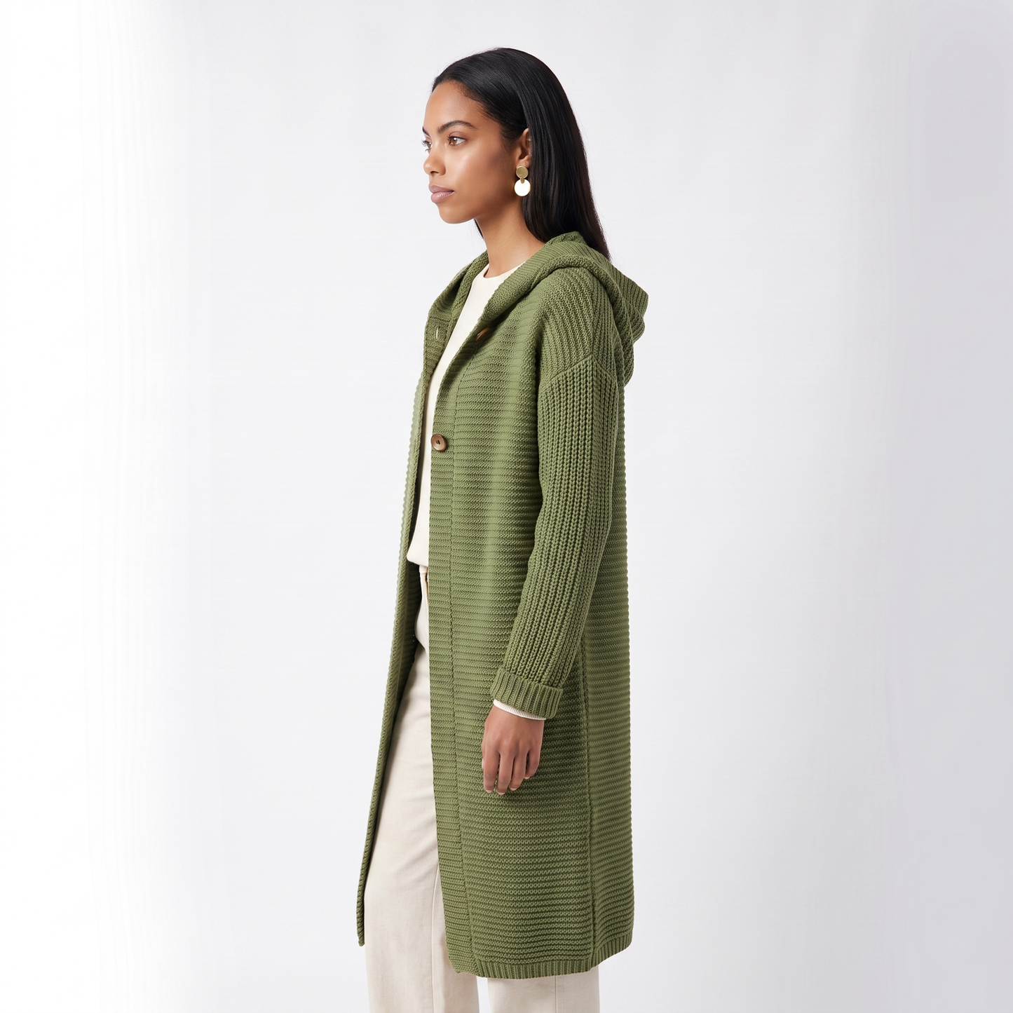 Sunoire evelyn womens hooded ribbed knit open front maxi cardigan top side crop 01