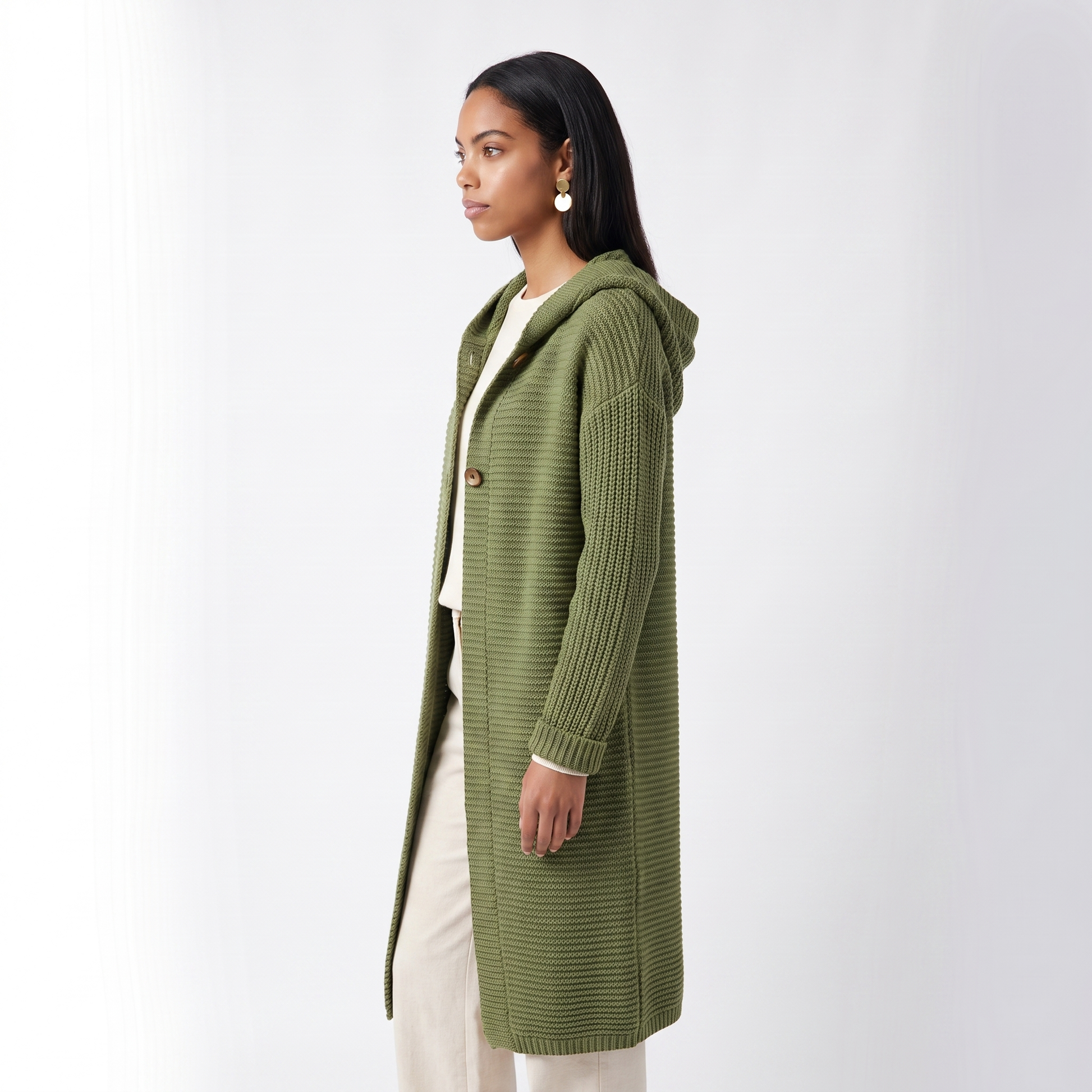 Sunoire evelyn womens hooded ribbed knit open front maxi cardigan top side crop 01