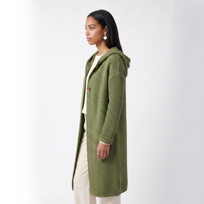 Sunoire evelyn womens hooded ribbed knit open front maxi cardigan top side crop 01