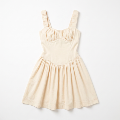 Sunoire fashionable elegant halter casual mini fashionable cute pleated fluffy dress garment flatlay 01