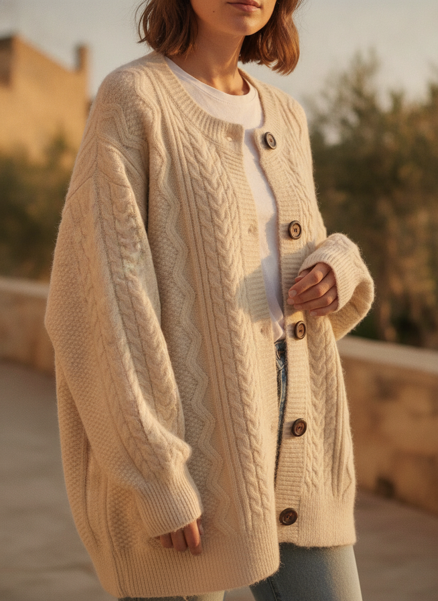 Felicity | Women Cardigan Cable-Knit Button-Down