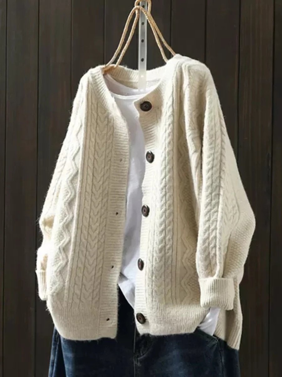 Felicity | Women Cardigan Cable-Knit Button-Down in Beige