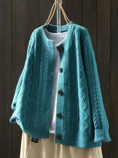 Felicity | Women Cardigan Cable-Knit Button-Down in Blue