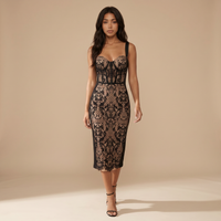 Sunoire finbar patchwork lace bandage dress walking 01