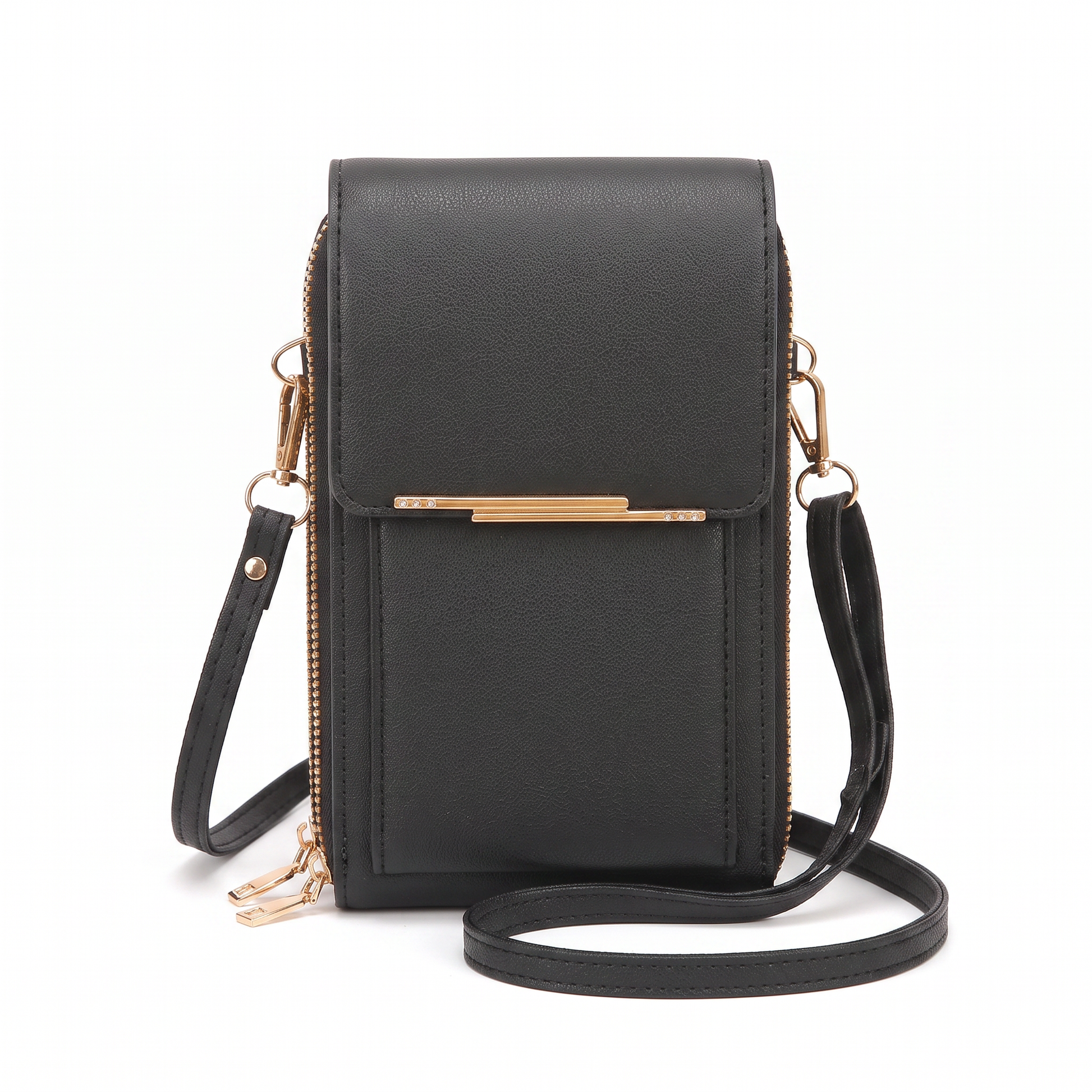 Sunoire fleur black phone crossbody bag 01 front