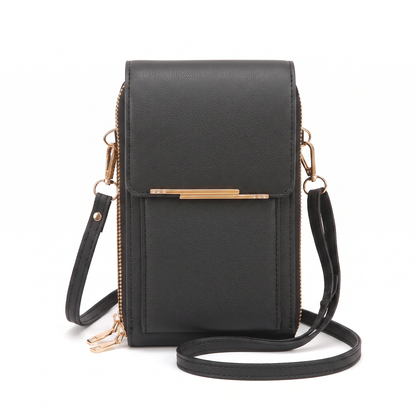 Sunoire fleur black phone crossbody bag 01 front
