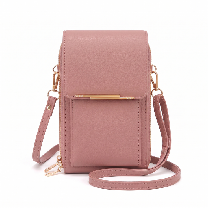 Structured Faux Leather Crossbody Bag – Black Everyday Casual Crossbody Purse — Pink