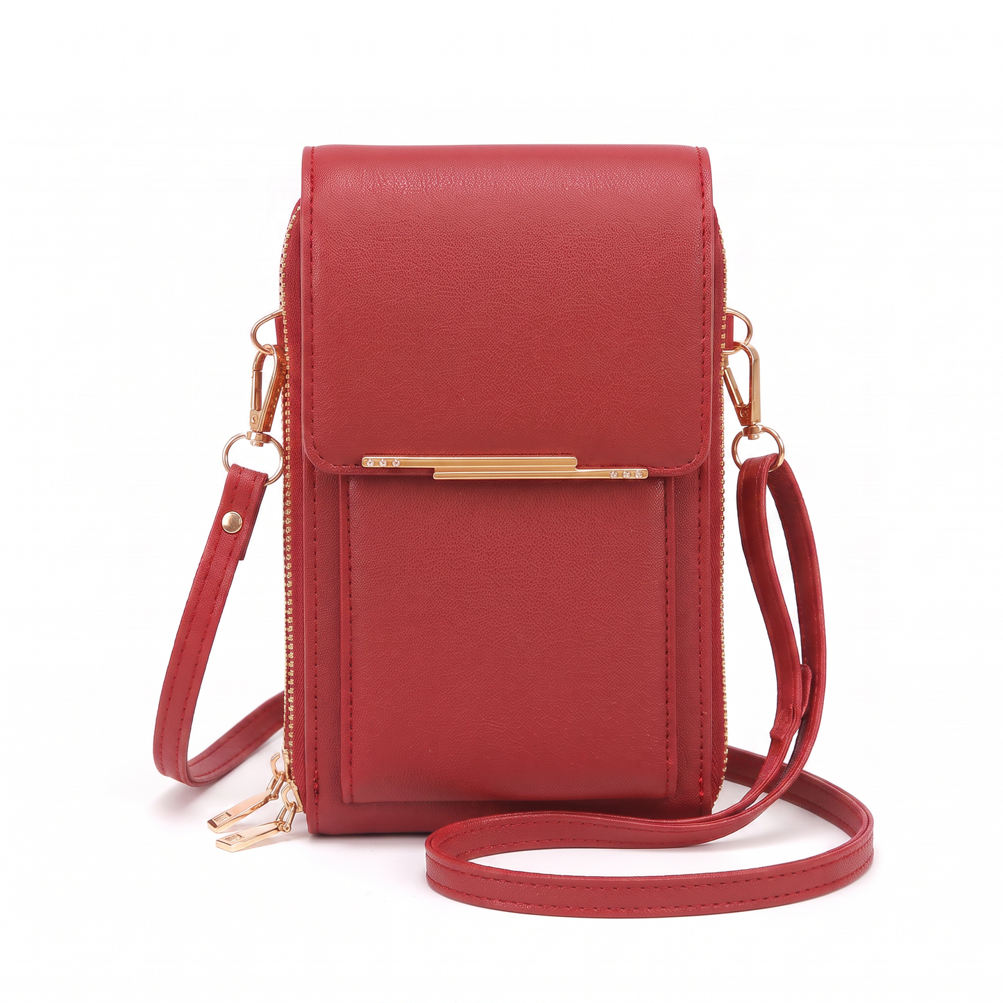Sunoire fleur black phone crossbody bag colorway red front hero 01