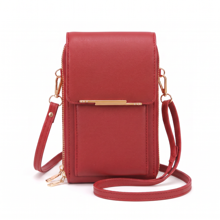 Structured Faux Leather Crossbody Bag – Black Everyday Casual Crossbody Purse — Red