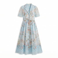 Sunoire garden girl moment blue floral print short sleeve maxi dress mannequin blue 01