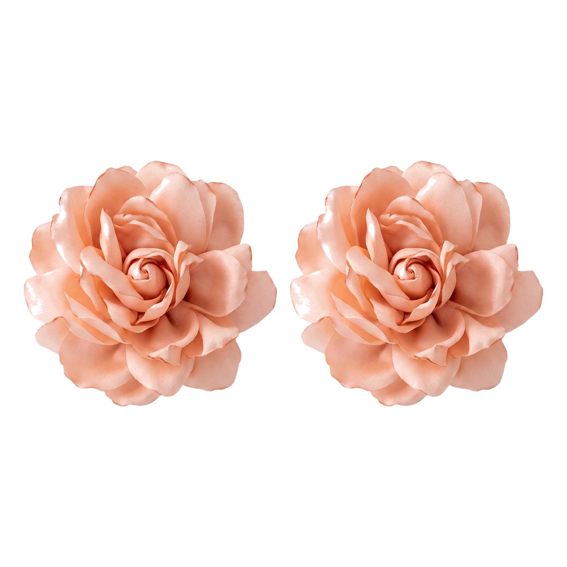 Sunoire exaggerated design big fabric flower earrings for women fashion niche artistic style simulation flower statement earrings 01 flatlay pink