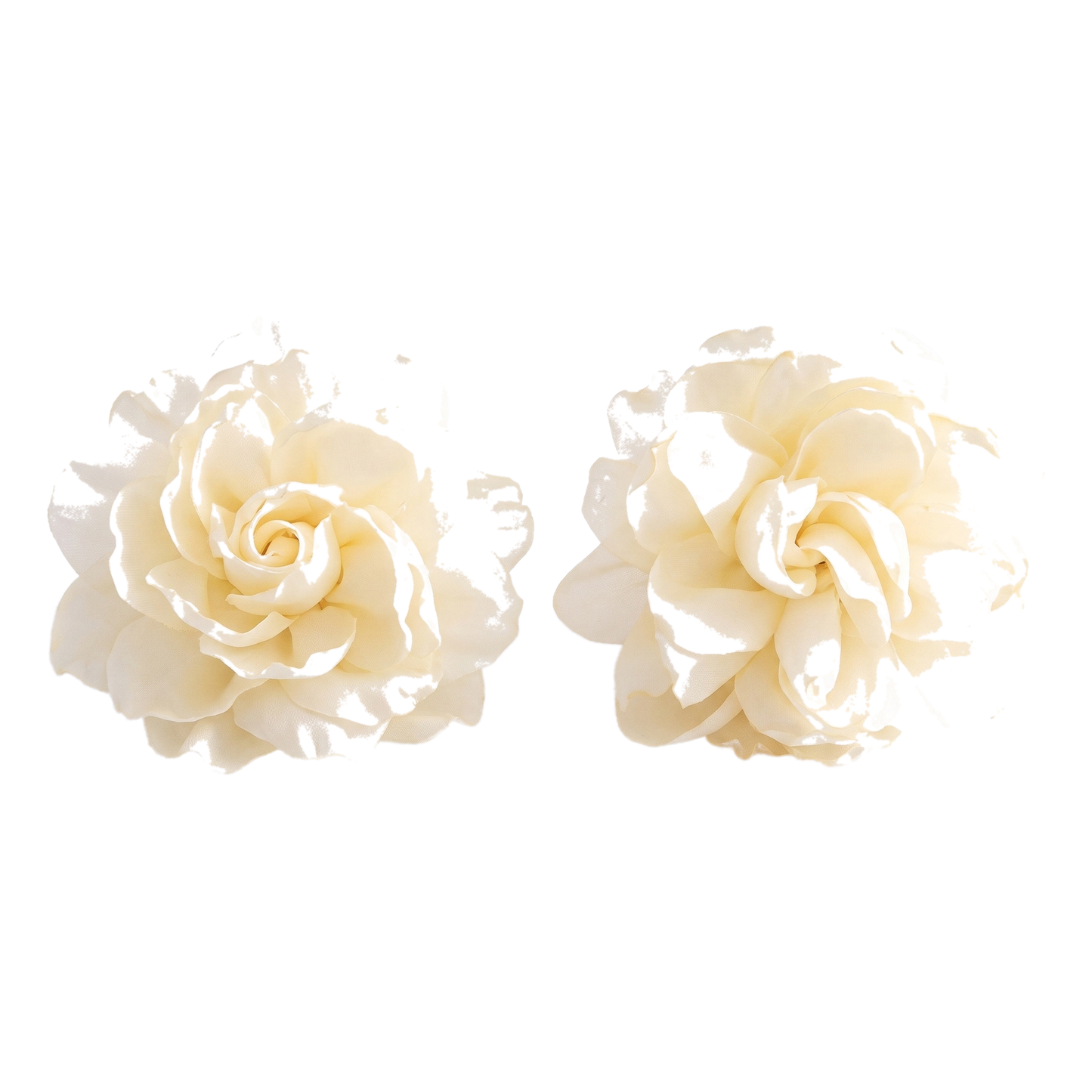 Sunoire exaggerated design big fabric flower earrings for women fashion niche artistic style simulation flower statement earrings 03 flatlay beige