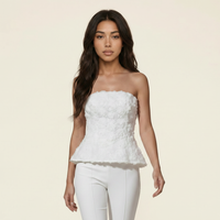 Sunoire glyxen strapless flower flare pants set detail 01