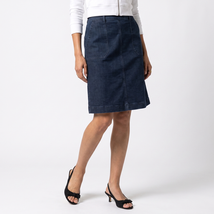 Sunoire grace a line knee length skirt elegant chic bottom front crop 01