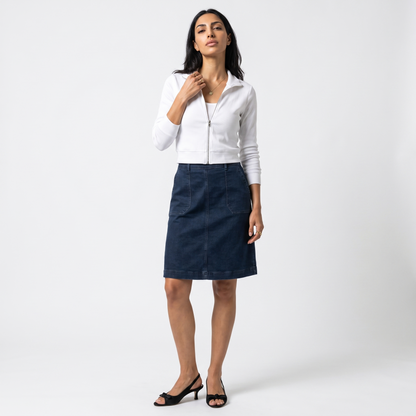 Sunoire grace a line knee length skirt elegant chic front hero 01